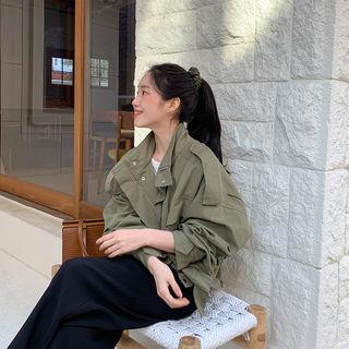 High-neck Pocket-front Jacket
