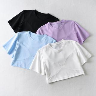 Short-sleeve Drawstring-hem Cropped T-shirt