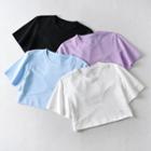 Short-sleeve Drawstring-hem Cropped T-shirt