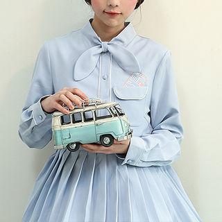 Bow Shirtwaist Pleat Dress