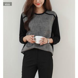 Crochet-trim Contrast-panel Pullover