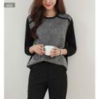 Crochet-trim Contrast-panel Pullover