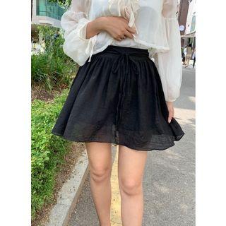 Inset Shorts Gathered Miniskirt