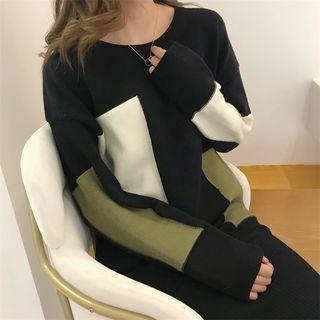 Color Block Long-sleeve Sweater