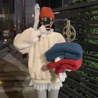 Faux Shearling Mock Two Piece Sweatshirt