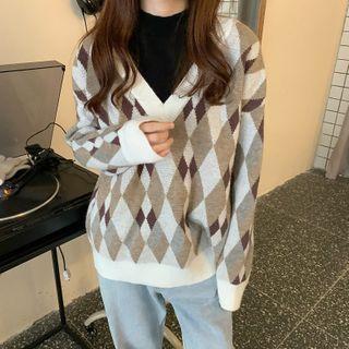 Argyle Mock Two Piece Sweater