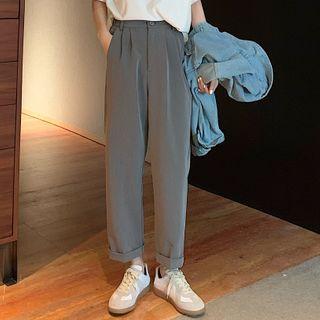 Rolled Plain Wide-leg Pants