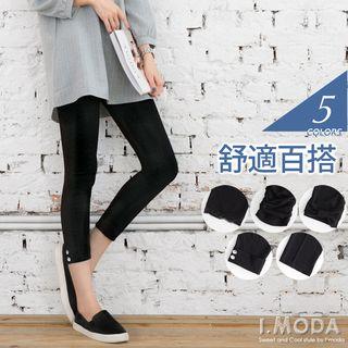 Black Styled Cuff Capri Leggings