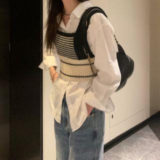 Knit Camisole Top Black & White - One Size
