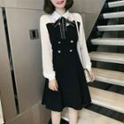 Long-sleeve Cut-out Chiffon Dress