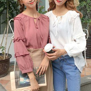 Plain Frilled Loose-fit Blouse