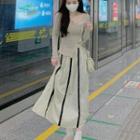 Lettuce Edge Knit Top / Mesh Maxi A-line Skirt