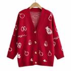 Fruit Print Cardigan Red - One Size