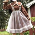 Long-sleeve Dress / Mesh Suspender Dress
