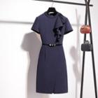 Short-sleeve Ruffle Mini Shift Dress