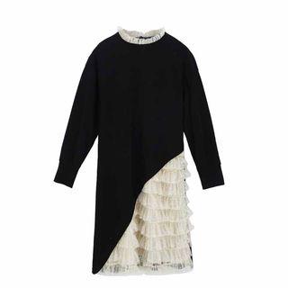 Frill Collar Midi Layered Pullover Dress