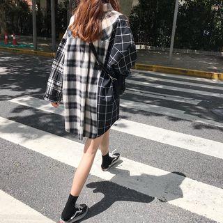 Long-sleeved Plaid Shirt Same As Image - One Size