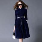 Velvet Long-sleeve Collar Dress