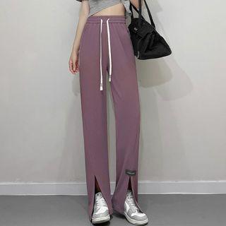 Slit-hem Loose Fit Pants (various Designs)