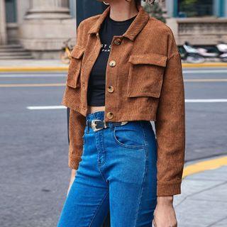 Single-breasted Cropped Corduroy Jacket