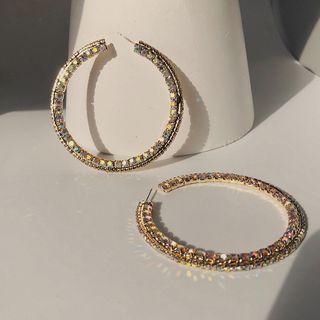 Rhinestone Hoop Earring 1 Pair - Stud Earring - One Size