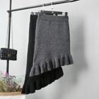 Diagonal Hem Knit Skirt