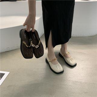 Chain Strap Faux Leather Mary Jane Shoes