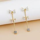 Bow Rhinestone Alloy Dangle Earring 1 Pair - E5488 - Gold - One Size