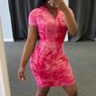 Short-sleeve Tie-dyed Sheath Dress