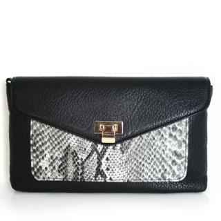 Snake-print Trim Clutch
