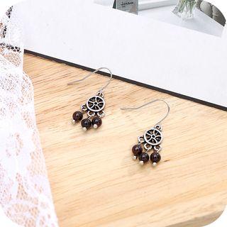 Dreamcatcher Drop Earring Black & Silver - One Size
