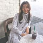 Loose-fit Striped Long-sleeve Ruffle Dress