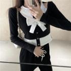 Mock Two-piece Cutout Button-up Top
