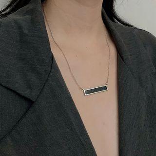 Bar Chain Necklace Silver & Black - One Size