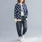 Dotted Zip Jacket As Shown In Figure - One Size
