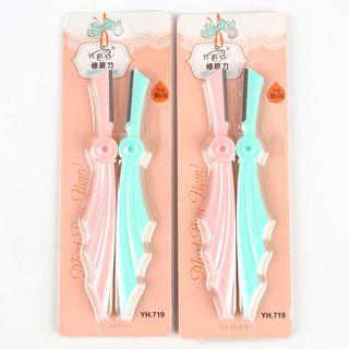 Set: Foldable Eyebrow Razor Pink & Green - One Size