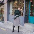 Flared Glen-plaid Midi Skirt