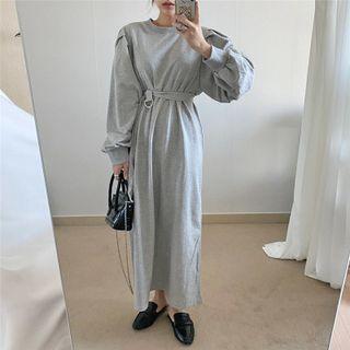 Lantern-sleeve Drawstring Sweatshirt Dress