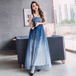 Sleeveless Sequined Maxi Party Dress
