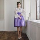 Midi Hanbok Dress Set (floral / Purple)
