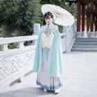 Traditional Chinese Floral Embroidered Fleece Cape