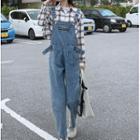 Washed Straight-fit Denim Dungaree Pants