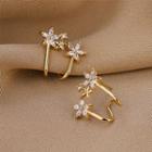 Rhinestone Floral Stud Earring Qr-198 - 1 Pr - Gold - One Size