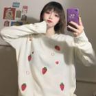 Stawberry Embroidered Long-sleeve Sweater