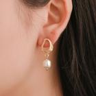 Irregular Alloy Hoop Faux Pearl Dangle Earring 1 Pair - 1900 - 01 - Gold -