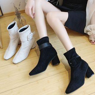 Pointy Round Heel Short Boots