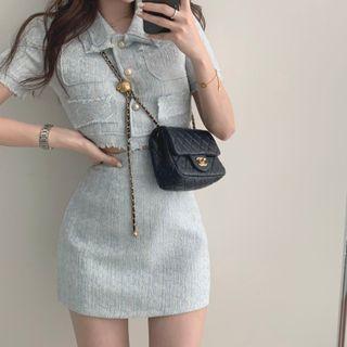 Fringe Cropped Jacket / A-line Skirt