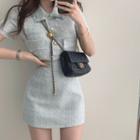 Fringe Cropped Jacket / A-line Skirt