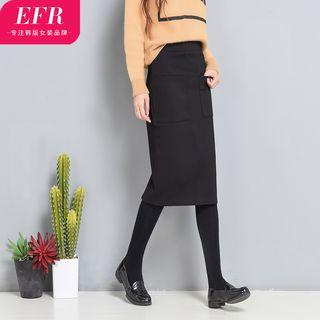 Plain High Waist Midi Skirt