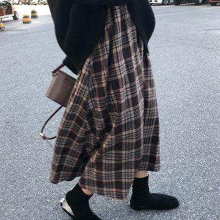 Midi A-line Skirt Brown - One Size